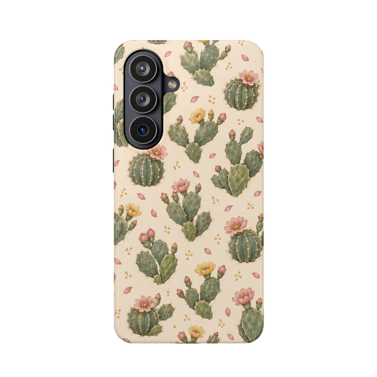 Cactus Bloom – Sage Green Floral Cactus MagSafe Phone Case, glossy Samsung Galaxy S26 Plus, rear view