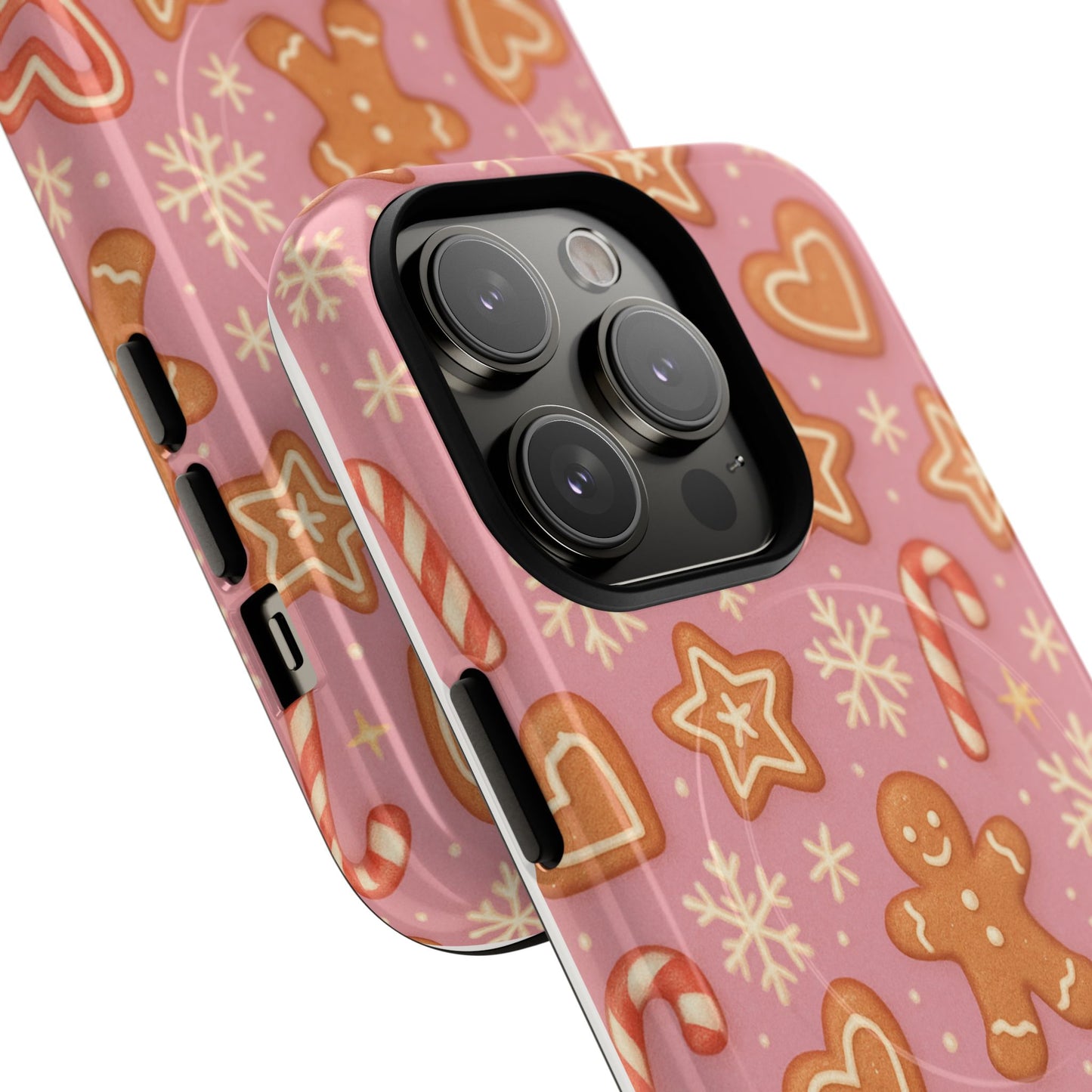 Pink Gingerbread Holiday iPhone Case with MagSafe compatibility