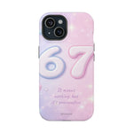 6 7 Viral TikTok Trend Pastel Aesthetic Magnetic Impact-Resistant iPhone Case, Personalizable Text and MagSafe Compatible