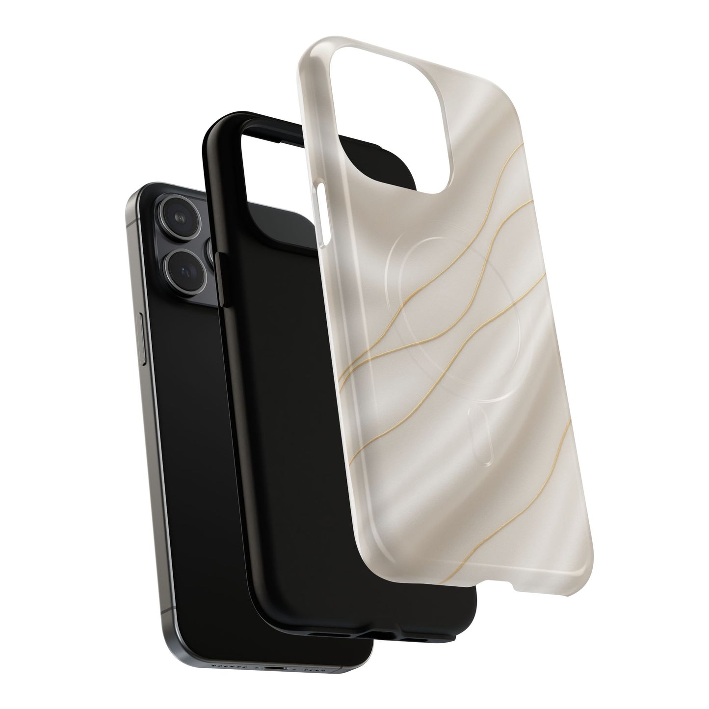White Silk Gold Luxury iPhone Case with MagSafe - Shamo's