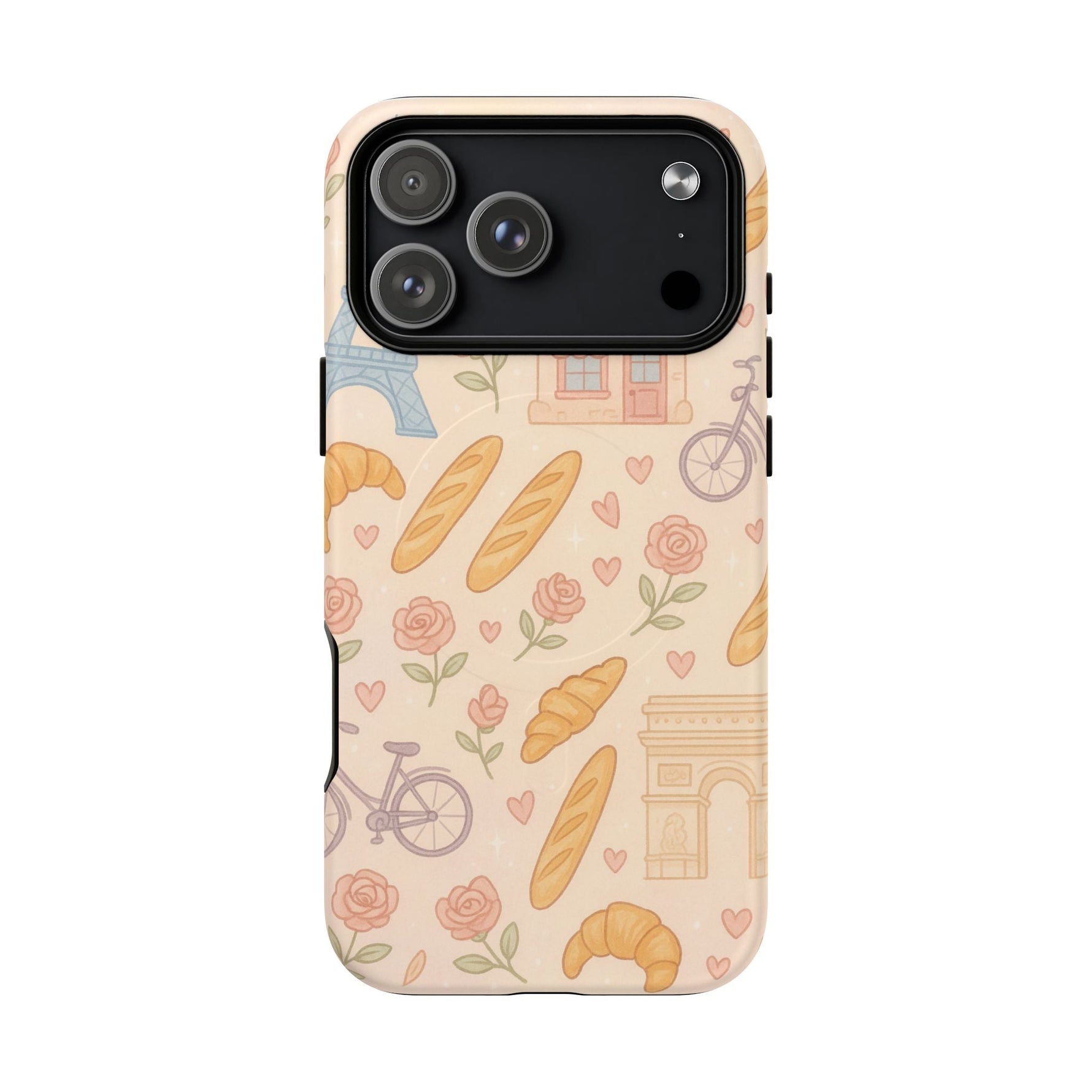 Parisian Bakery iPhone Case — Cute Eiffel Tower, Croissants & Baguette Tough MagSafe Case  Shamo's