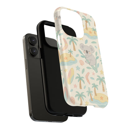 Australia Hand-Drawn Koala Beach iPhone Case — Cute Tropical Palm & Surf Print | with MagSafe