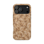 Saddle Scrolls – Tan Western Scrollwork MagSafe Phone Case, glossy iPhone 18 Pro Max, rear view