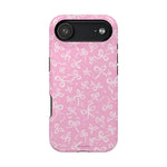 Pink Bow Pattern Impact-Resistant iPhone Case | MagSafe