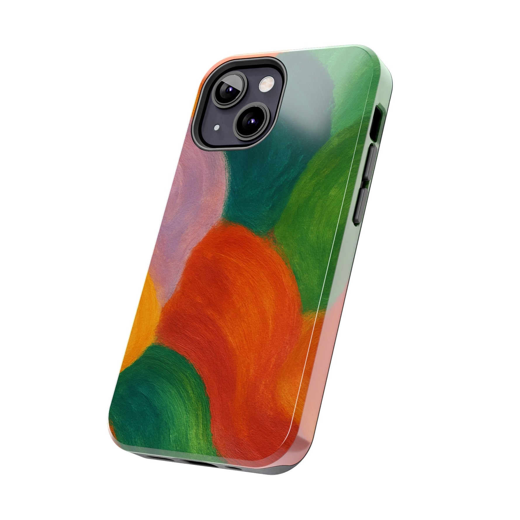 Abstract Color Wave Tough Phone Case — Bold Orange & Green Protective Phone Cover  Shamo's