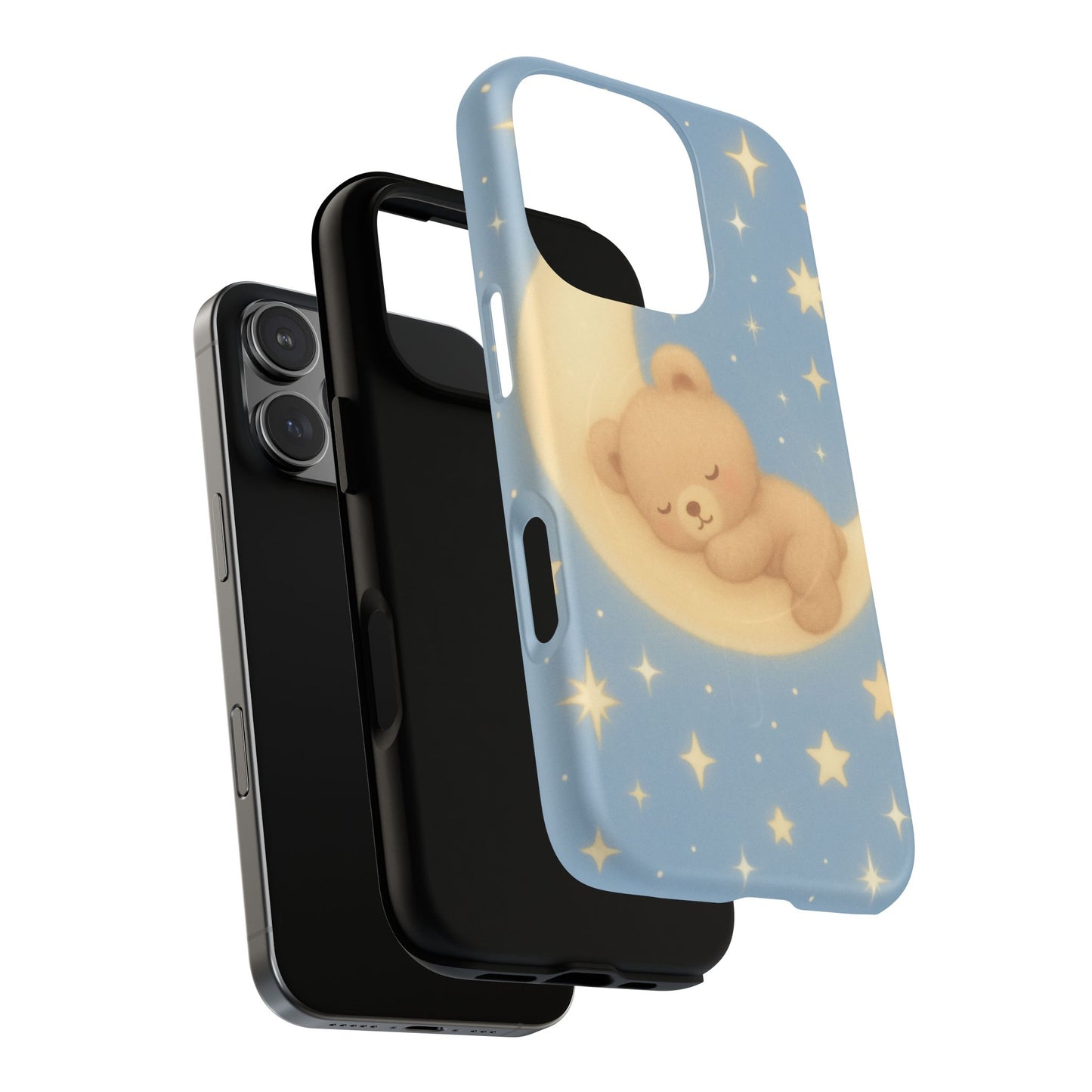 Sleepy Teddy Bear & Stars iPhone Case with MagSafe