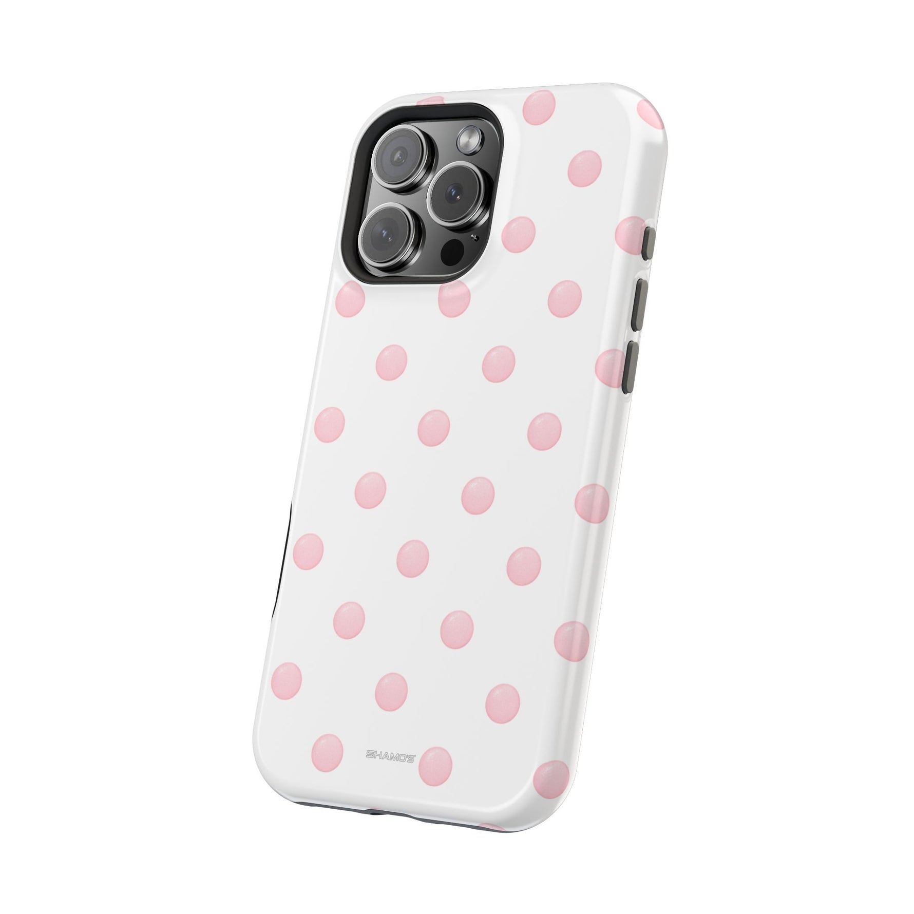 Pink Polka Dot Impact-Resistant Phone Case | MagSafe