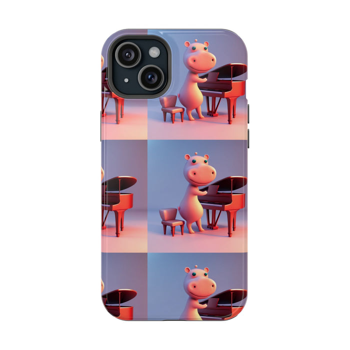 MagSafe Tough Cases with Tiny cute hippo playing a piano