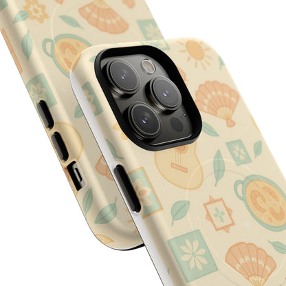 Spain hand-drawn Floral Summer Beach Vibes iPhone Case with MagSafe