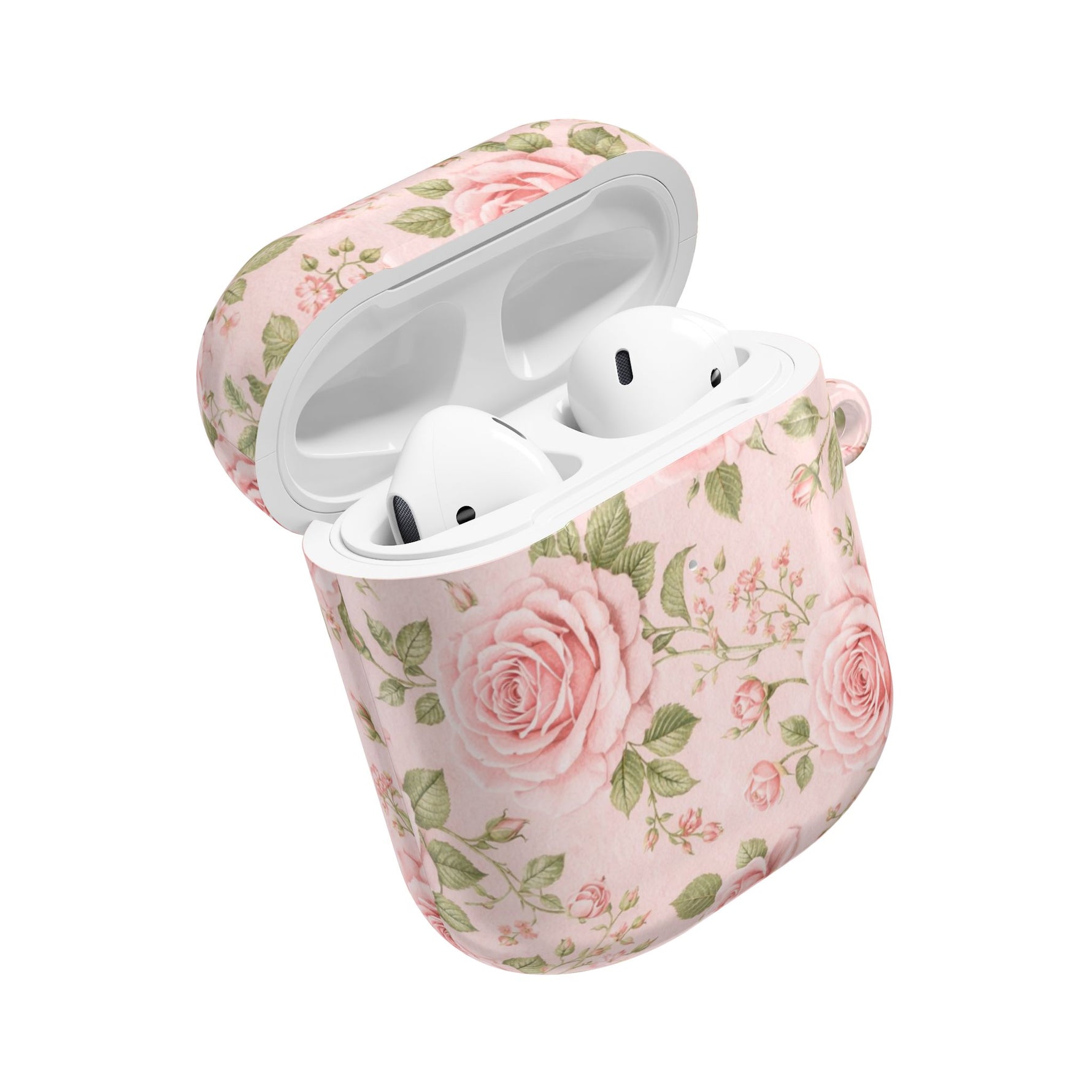 Floral Rose AirPod Case, Pink Vintage Rosebud Protective Cover - AirPods Pro Gen 1 / White / Glossy - Shamo's