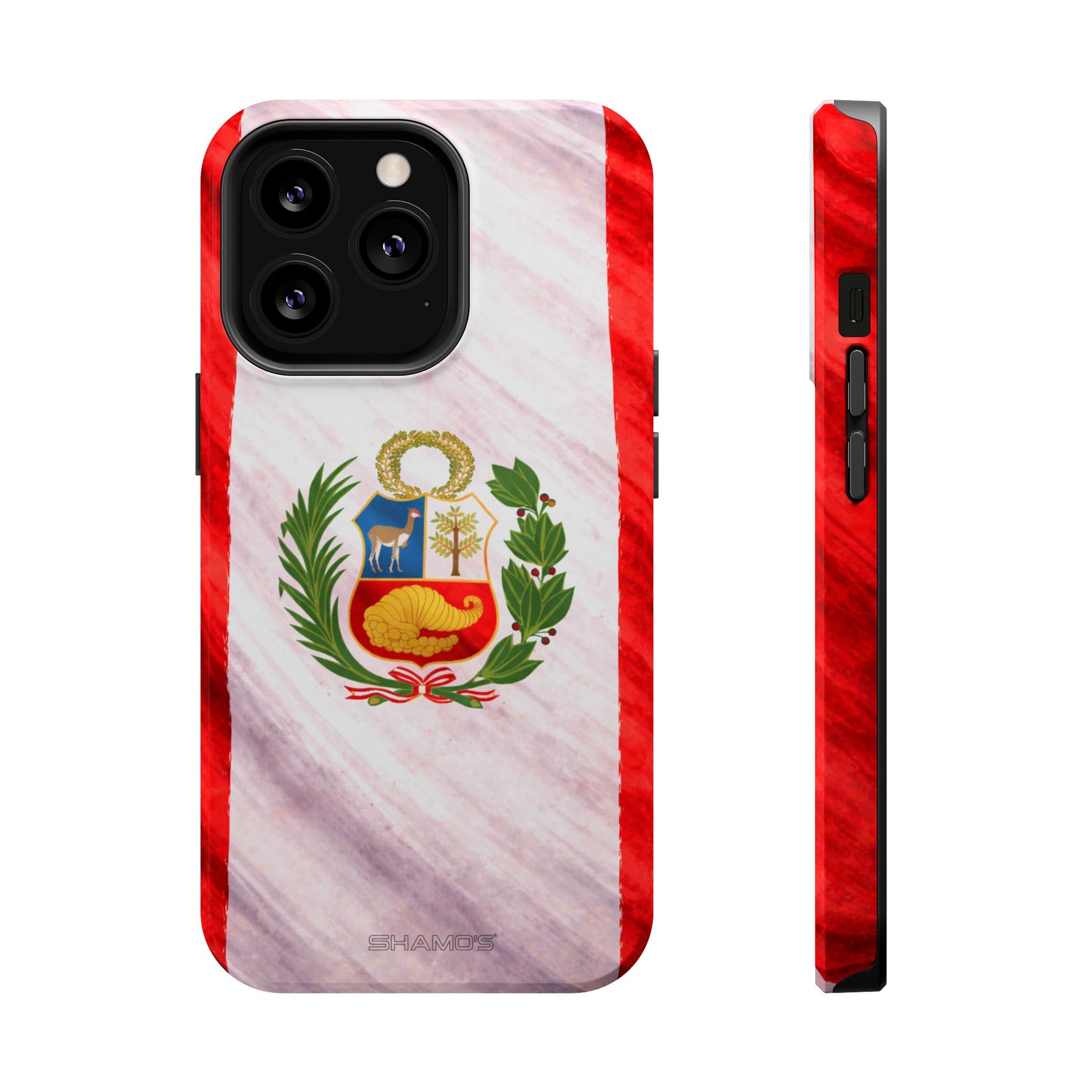Peru Flag Magnetic Impact-Resistant Phone Case, Protective Patriotic Design, MagSafe Compatible - iPhone 13 Pro / Glossy - Shamo's