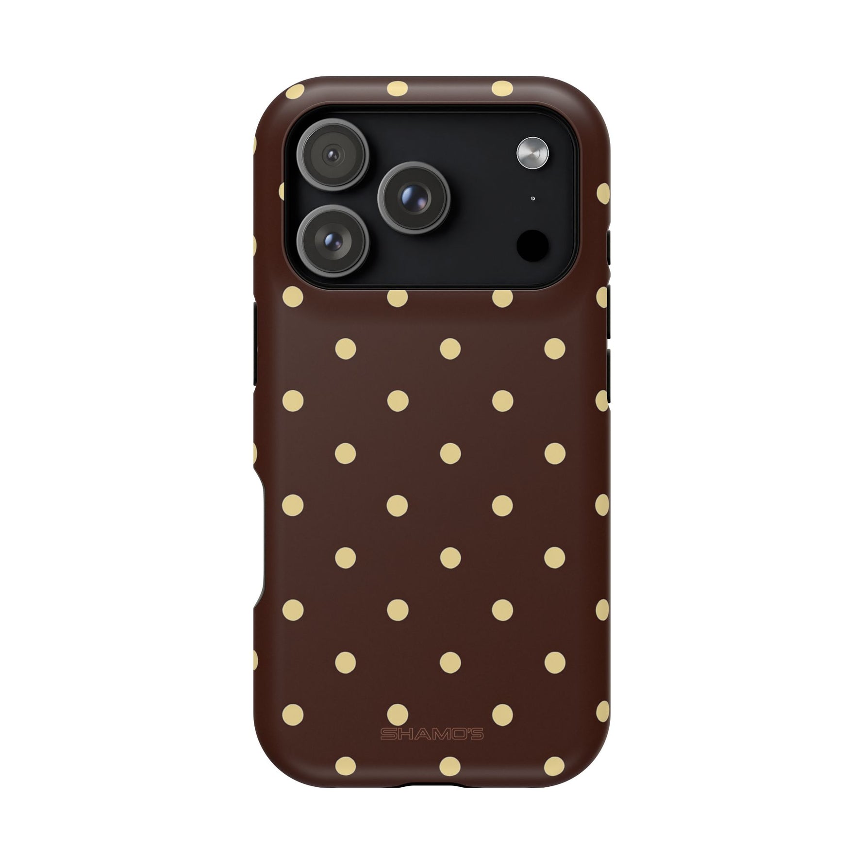 Polka Dot iPhone Case — Brown & Cream MagSafe Protective Cover