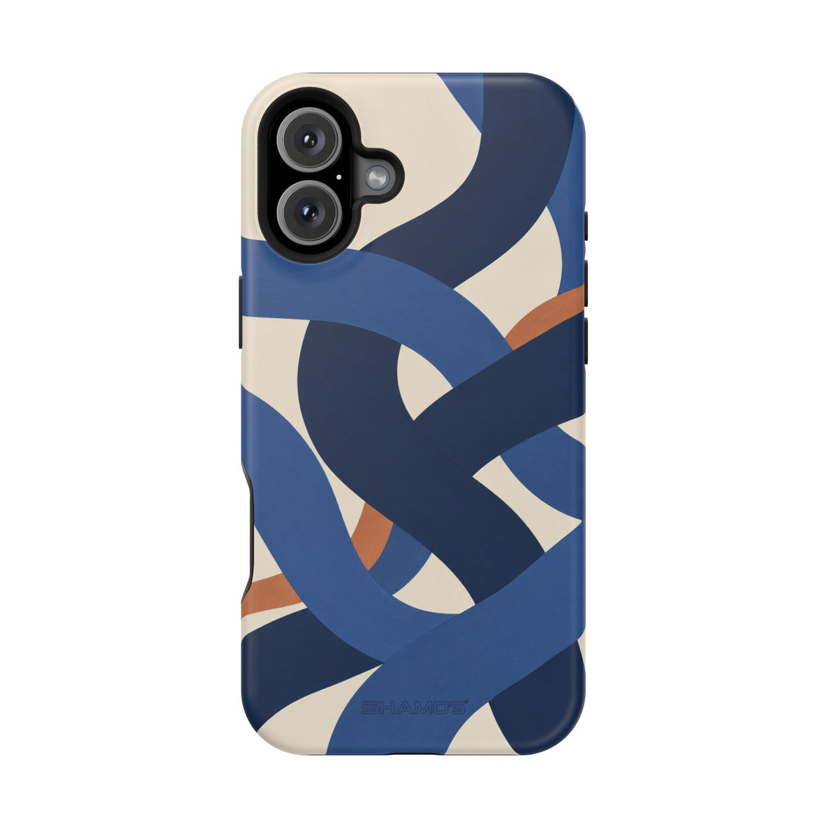 Indigo Loom MagSafe Phone Case – Blue & Ivory Abstract Woven Pattern