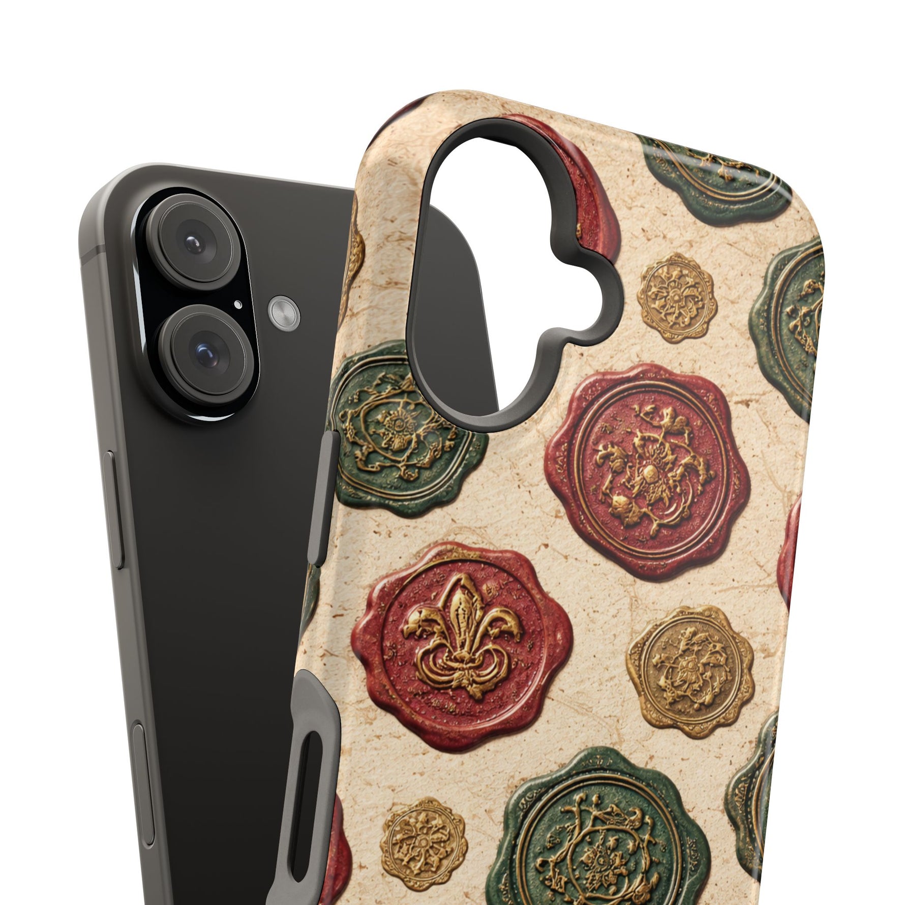 Vintage Wax Seal Pattern Magnetic Impact-Resistant Phone Case with MagSafe Compatibility