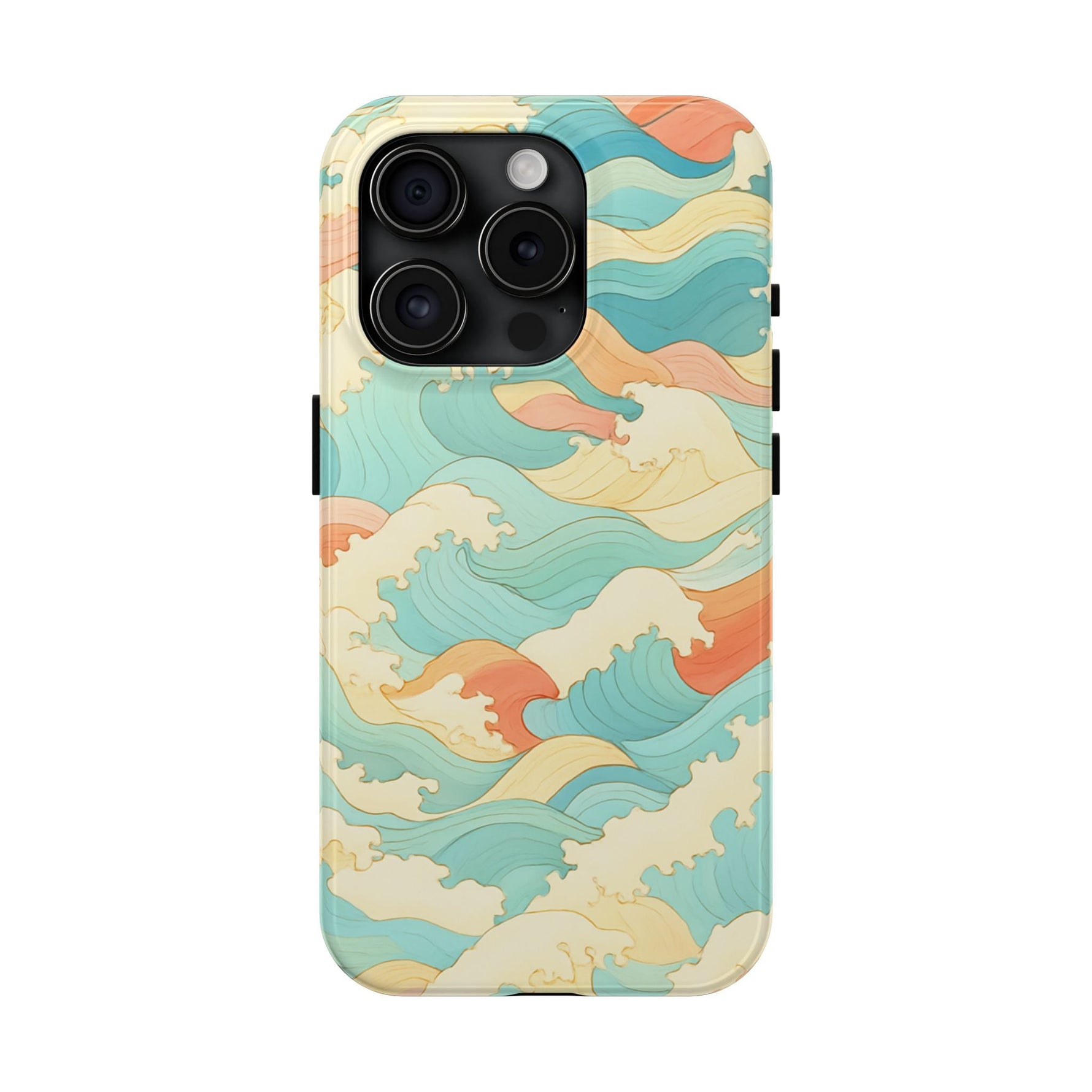 Ocean Wave Tough Phone Case — Pastel Retro Surf Pattern  Shamo's iPhone 15 Pro