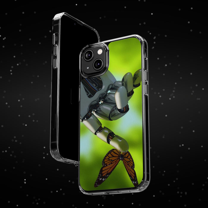 Clear Phone Cases with Robotic hand and Butterfly theme