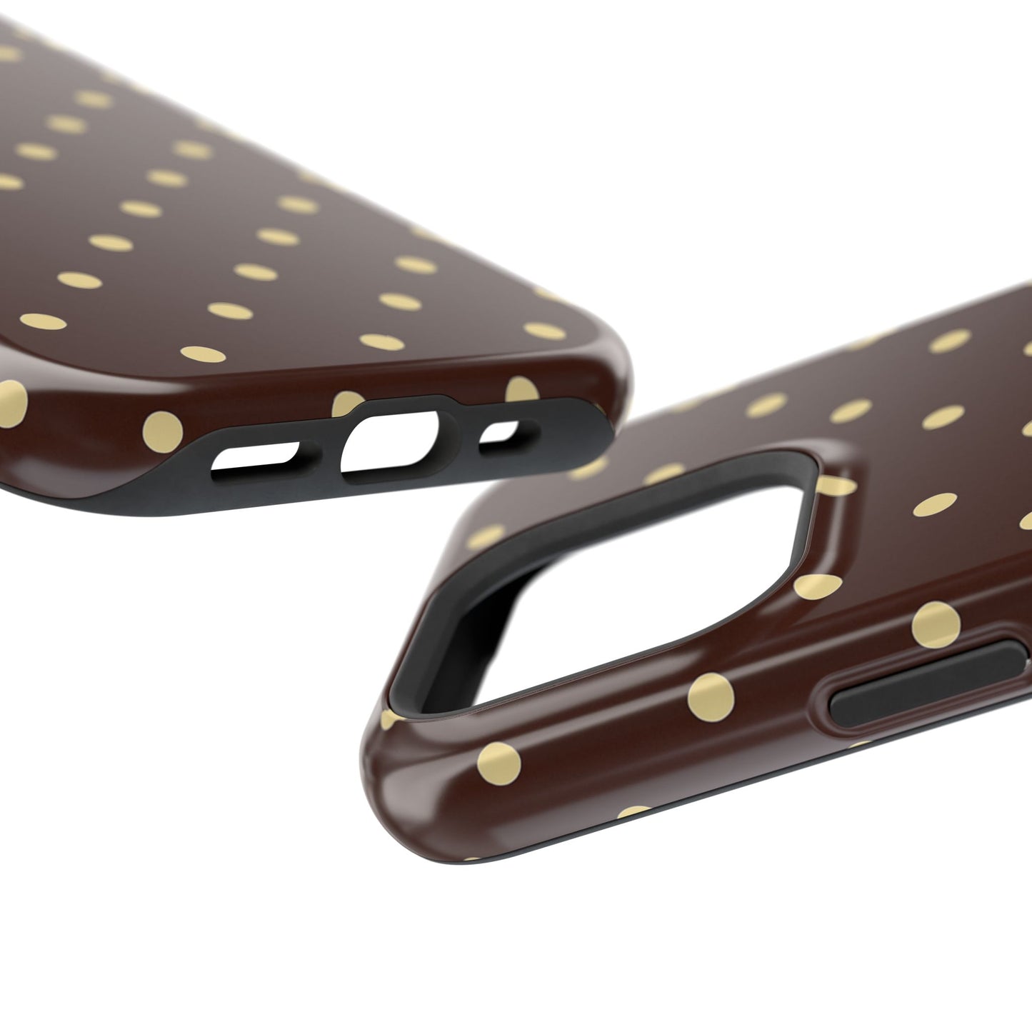 Polka Dot iPhone Case — Brown & Cream Protective Cover with MagSafe compatibility