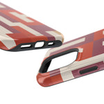 Retro Geometric Magnetic MagSafe Compatible Impact Phone Case — Bold Red & Terracotta Pattern