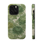 Green Succulent Floral Magnetic Impact-Resistant iPhone Case, MagSafe Compatible - iPhone 14 Pro / Glossy - Shamo's