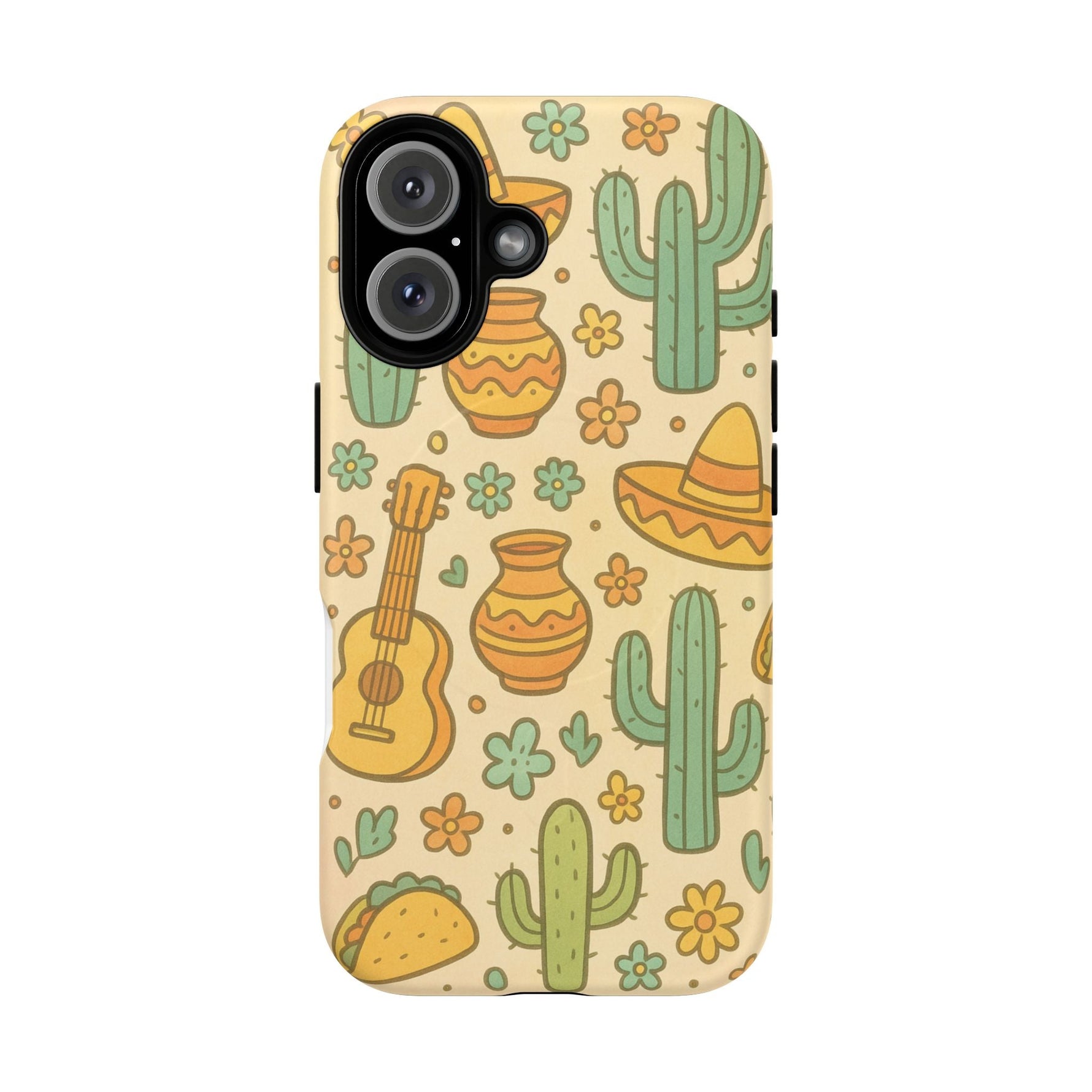 Mexico Hand-Drawn Cactus Pattern iPhone Case – Cute Desert Guitar & Sombrero Design | with MagSafe  Shamo's iPhone 16 / Matte