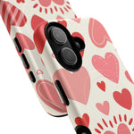 Heart Pattern Tough iPhone Case — Cute Red & Pink Hearts Protective Cover (MagSafe compatible)  Shamo's