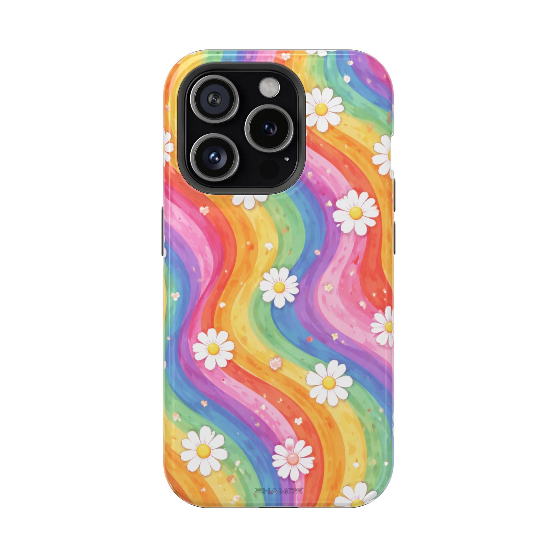 Rainbow Daisy Magnetic Impact-Resistant Phone Case with MagSafe Compatibility - iPhone 15 Pro / Glossy - Shamo's