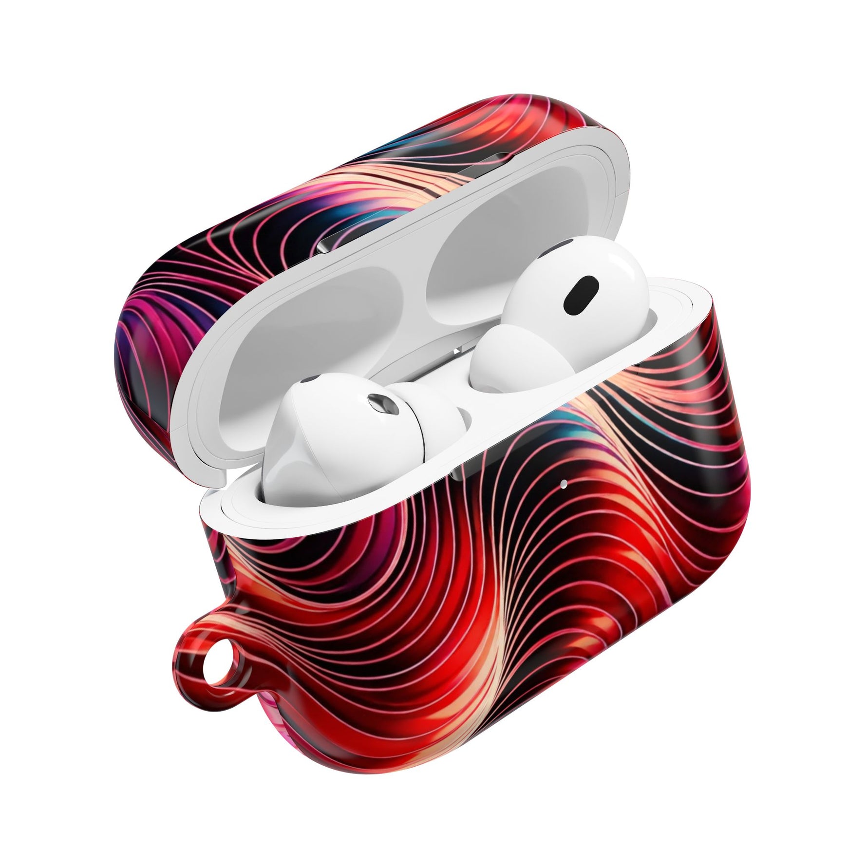 AirPods Case,  Red & Pink Abstract Wave Pattern Protective Cover