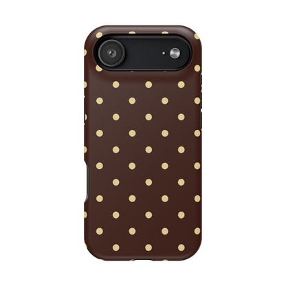 Polka Dot iPhone Case — Brown & Cream Protective Cover with MagSafe compatibility