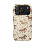 Wild Mustangs – Western Horse Pattern MagSafe Phone Case, glossy iPhone 18 Pro, rear view