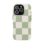 Sage Checkerboard Tough iPhone Case - Compatible with MagSafe - Shamo's