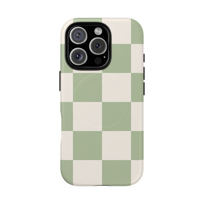 Sage Checkerboard Tough iPhone Case - Compatible with MagSafe
