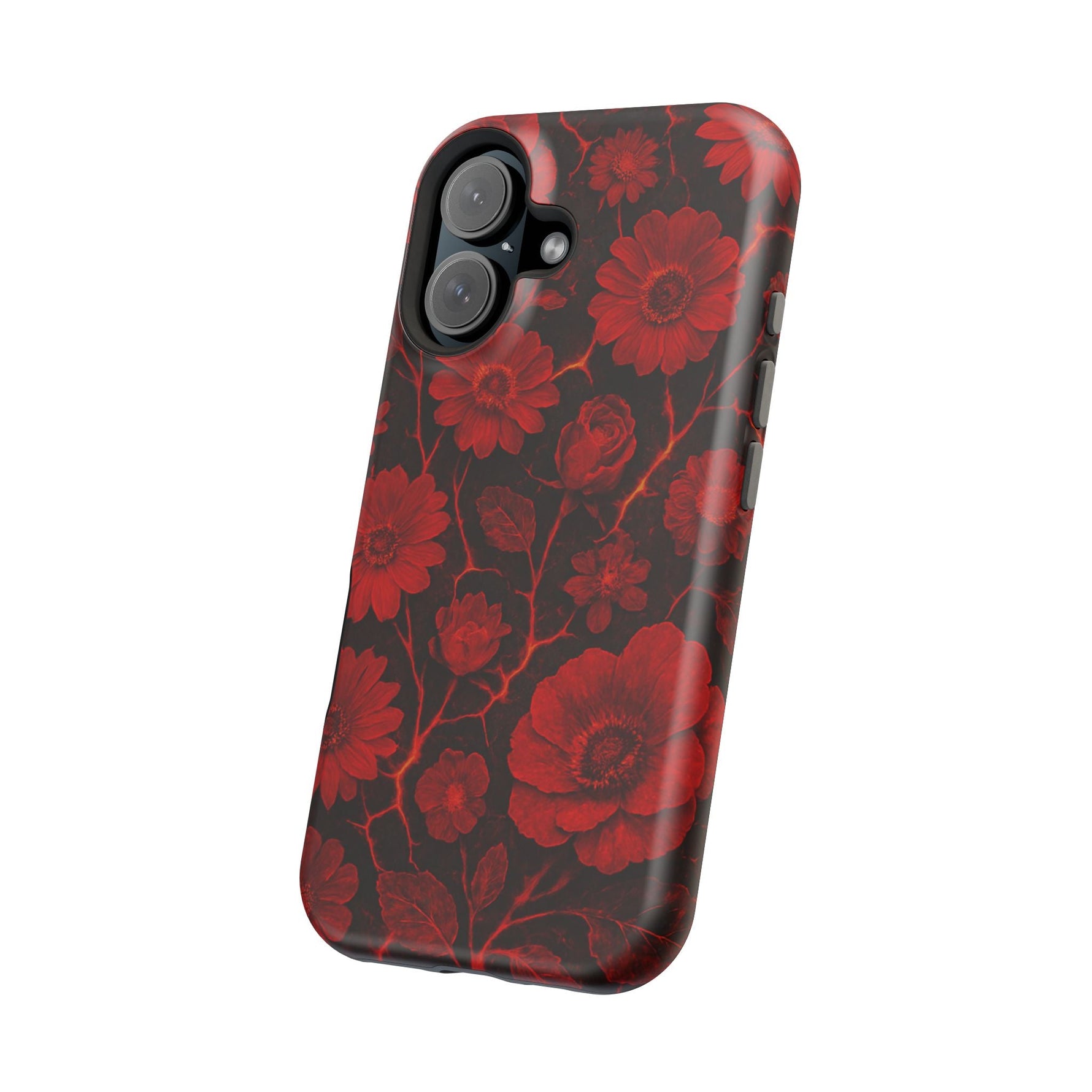 Melted Lava Dark Red Floral iPhone Case — MagSafe Compatible  Shamo's