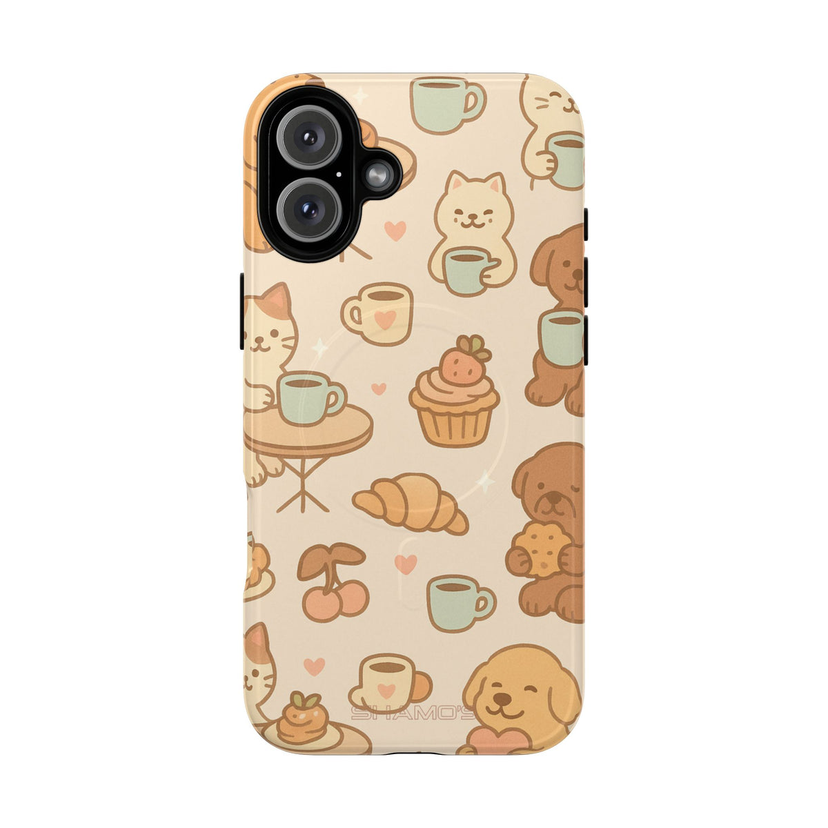 Funda para teléfono con diseño de gatos y perros y MagSafe