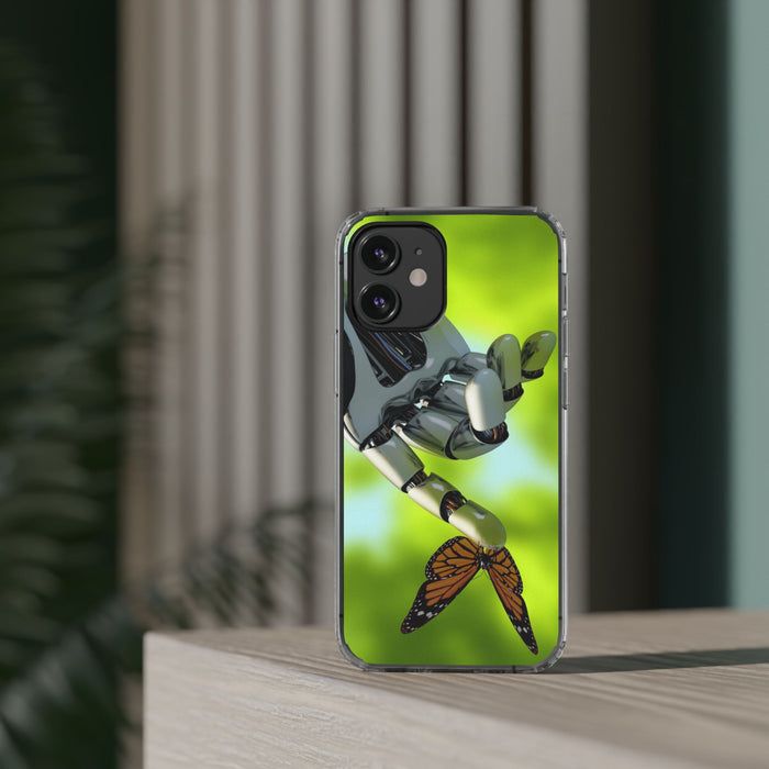 Clear Phone Cases with Robotic hand and Butterfly theme