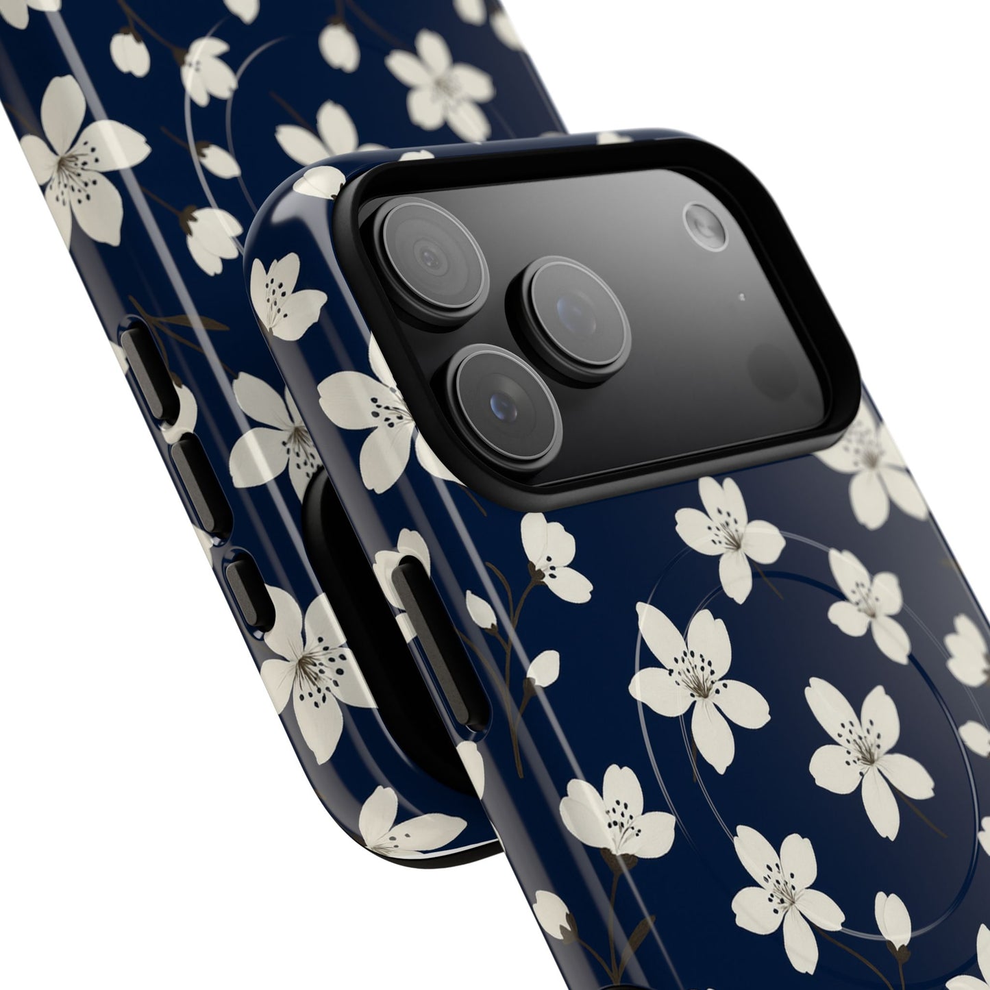 Navy Blossom Floral iPhone Case | MagSafe
