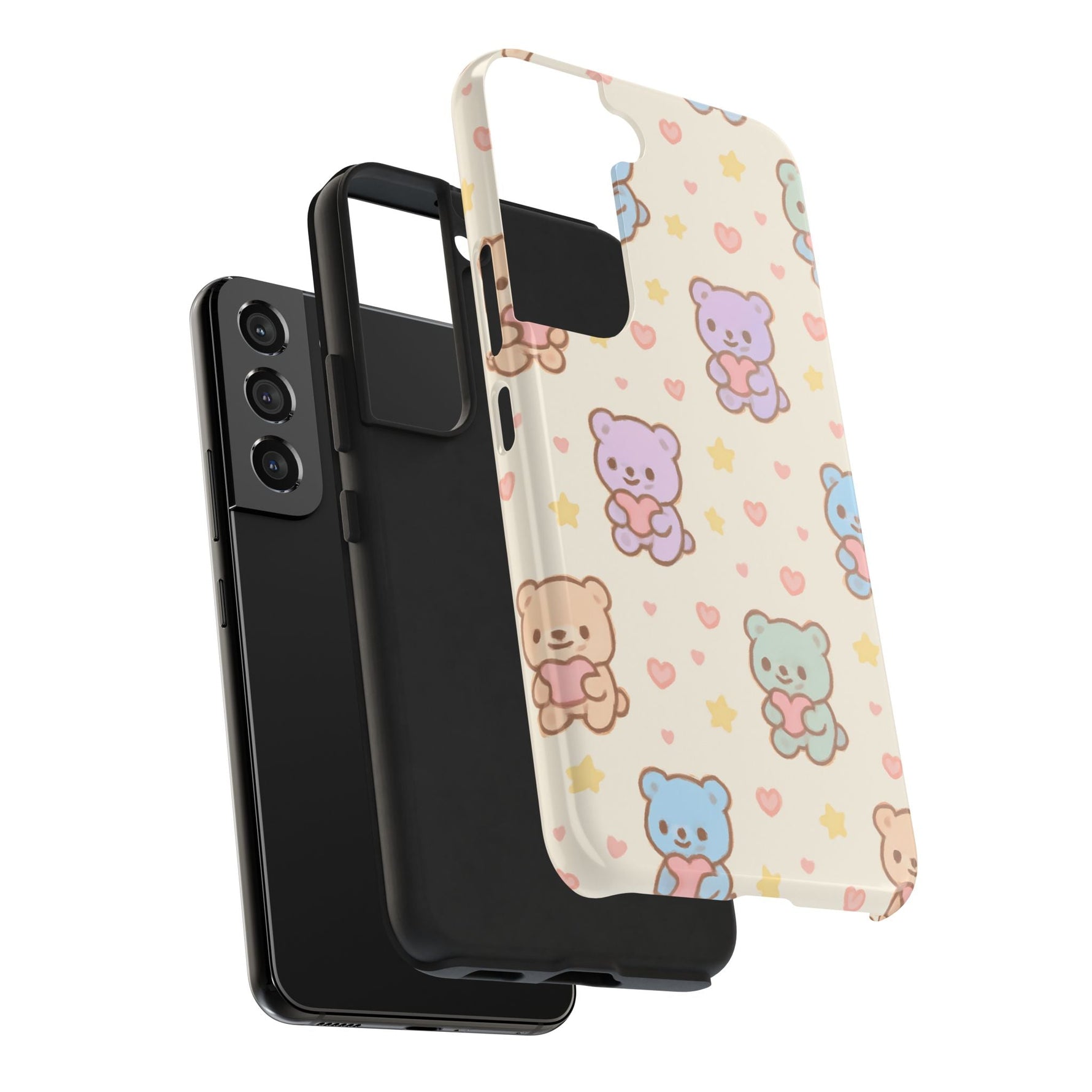 Cute Pastel Bear Impact Phone Case | Heart & Star Kawaii Pattern  Shamo's