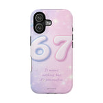 6 7 Viral TikTok Trend Pastel Aesthetic Magnetic Impact-Resistant iPhone Case, Personalizable Text and MagSafe Compatible
