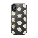 Clear Daisy Floral Phone Case, Impact-Resistant, Anti-Yellowing, Camera & Screen Protection - iPhone 16 Plus / Without gift packaging - Shamo's
