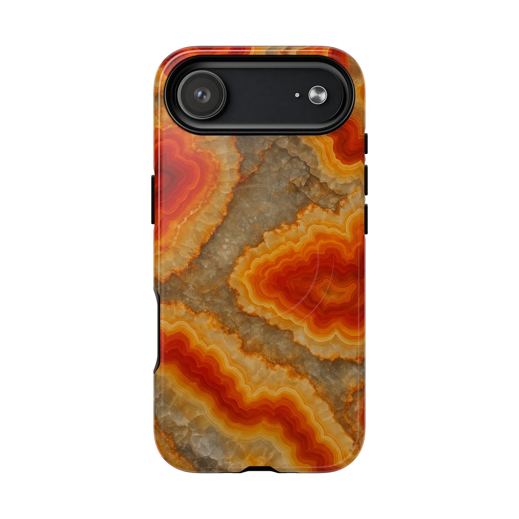 Agate Glow Marble iPhone Case Orange Geode Stone Design with MagSafe - Shamo's