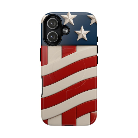 Patriotic iPhone Cases - MagSafe Tough American Flag Design