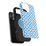 Preppy Blue Geometric MagSafe Compatible Impact Phone Case