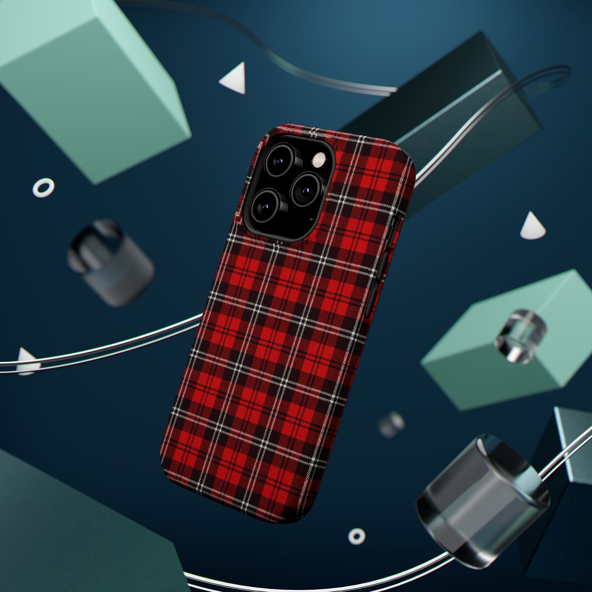 Red Tartan Plaid Impact-Resistant iPhone Case | MagSafe compatibility  Shamo's