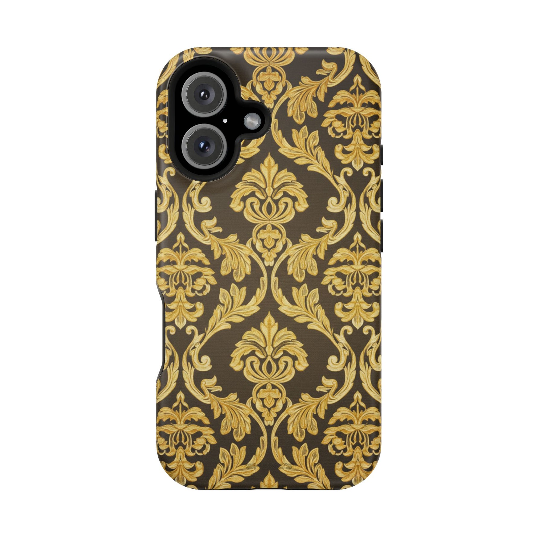 Gold Damask Magnetic Impact-Resistant iPhone Case with MagSafe Compatibility