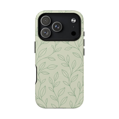 Sage Botanical Leaves Floral iPhone Case | MagSafe