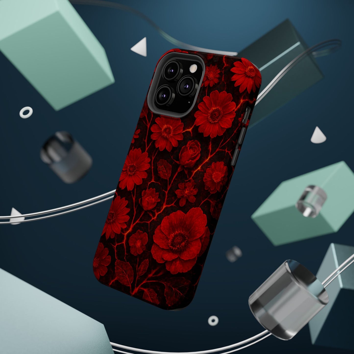 Melted Lava Dark Red Floral iPhone Case — MagSafe Compatible  Shamo's
