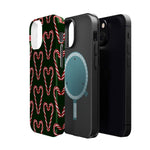 Candy Cane Heart MagSafe Impact-Resistant iPhone Case  Shamo's