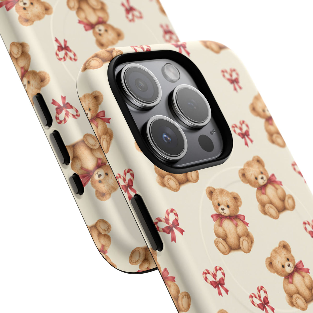 Coque iPhone Ourson des fêtes et sucres d’orge en forme de cœur avec MagSafe