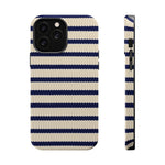 Navy & Cream Ribbed Holiday Sweater Design iPhone Case with MagSafe compatibility  Shamo's iPhone 13 Pro Max / Glossy
