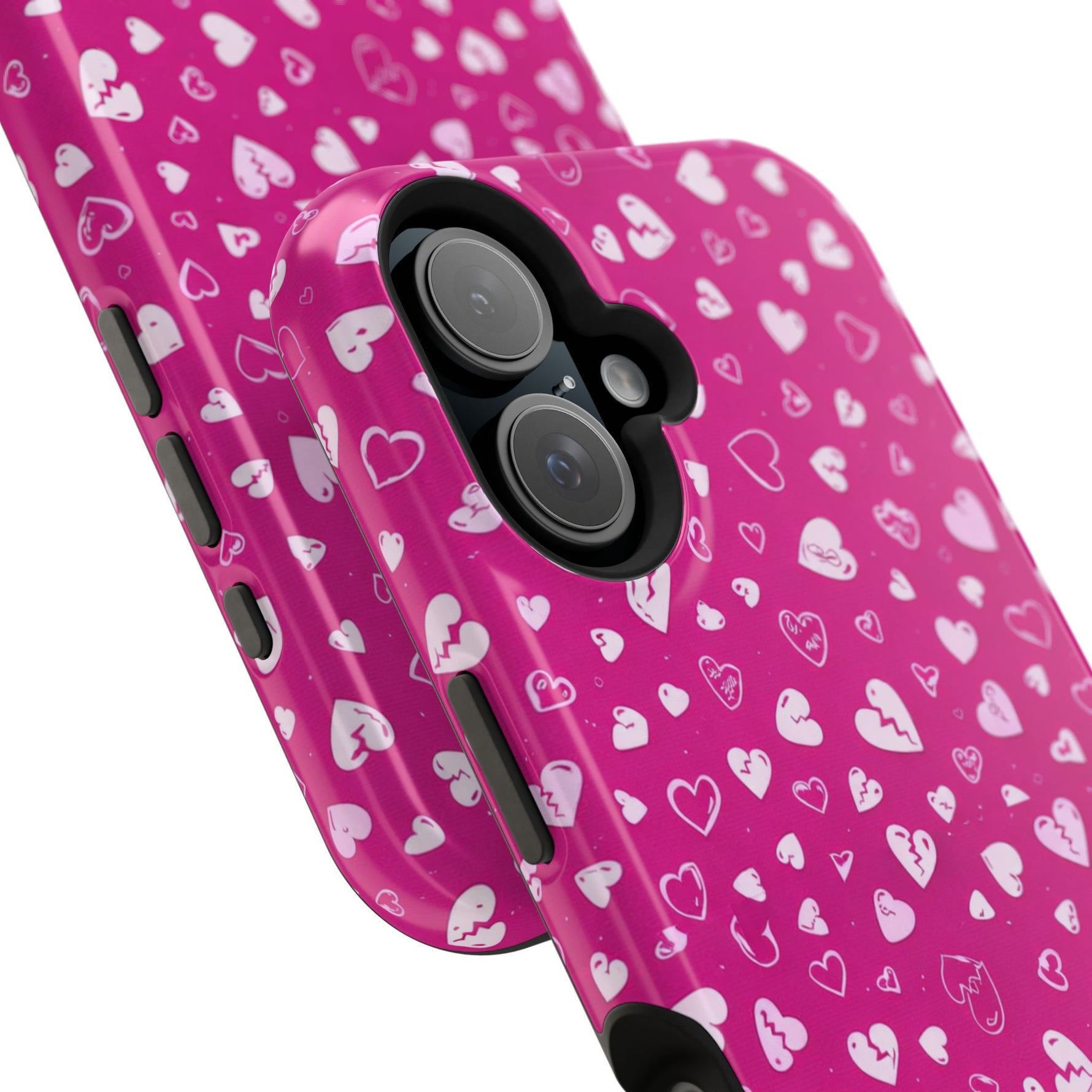 Broken Heart Hot Pink Impact-Resistant iPhone Case | MagSafe - iPhone 17 / Glossy - Shamo's