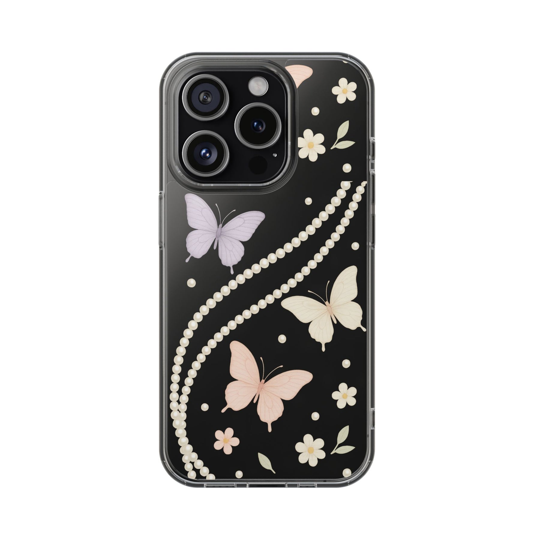 Butterfly Pearl Impact-Resistant Clear iPhone Case - Shamo's